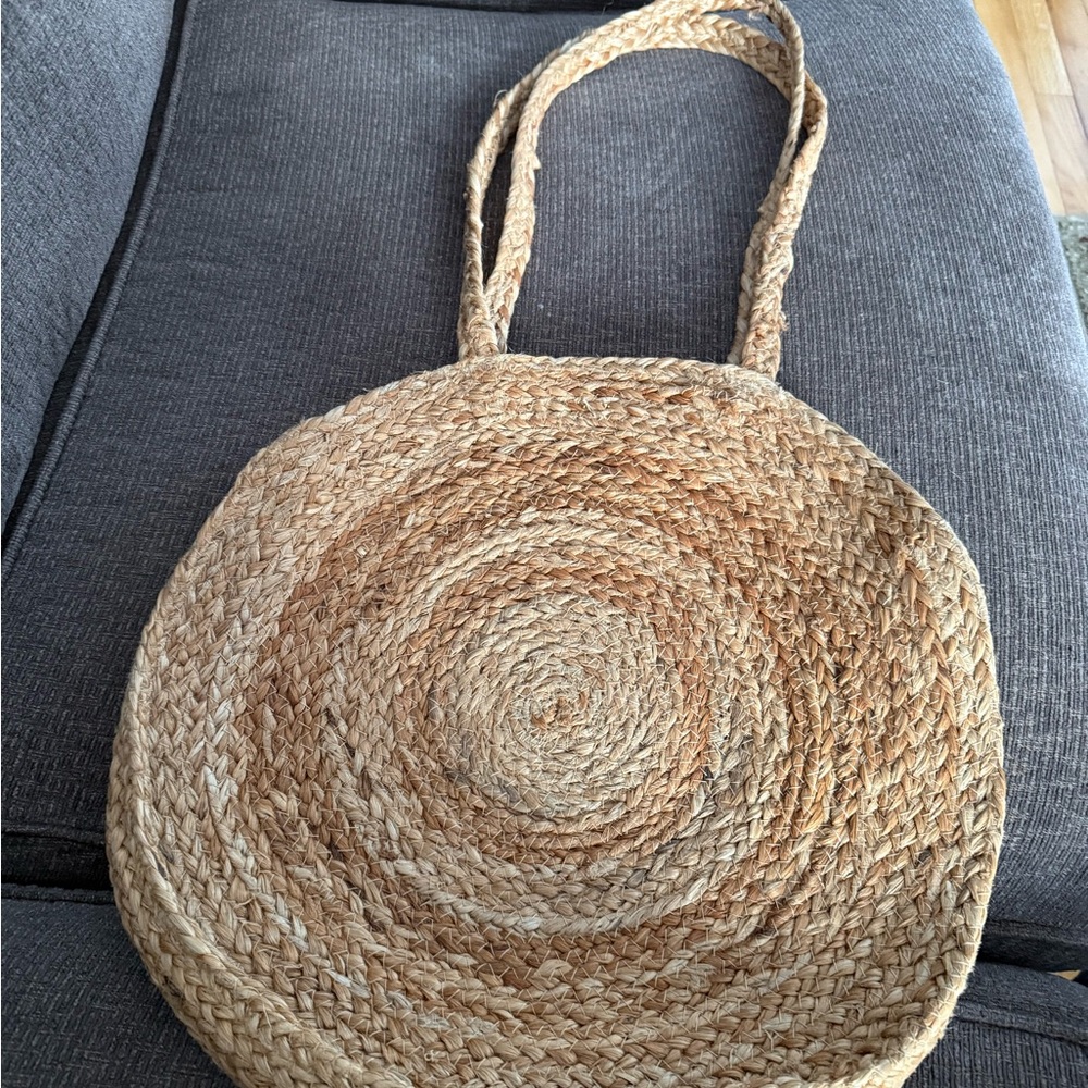 Tan Spiral Woven Tote Bag